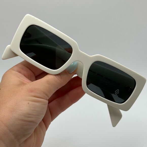 PRADA Sunglasses PRA07S 1425S0 Talc/Dark Grey Women NEW main image 8
